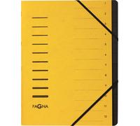 PAGNA Classeur "Sorting File" 12 compartiments 1-12 DIN A4 en carton jaune
