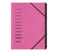PAGNA Classeur "Sorting File" 12 compartiments 1-12 DIN A4 en carton rose foncé