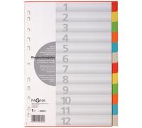 PAGNA Intercalaire en carton DIN A4 12 pièces 12 couleurs