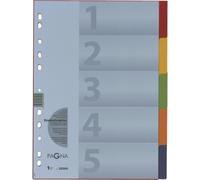 PAGNA Intercalaire en carton DIN A4 5 pièces 5 couleurs