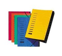 PAGNA Trieur cartonné A4 12 compartiments jaune avec élastiques - 245 x 320 mm