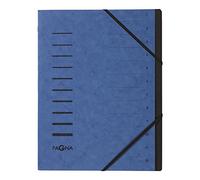 PAGNA Trieur cartonné agrafé sans soufflet+ élastique pour A4 12 compartiments Bleu