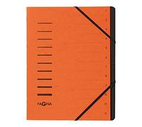 PAGNA Trieur cartonné agrafé sans soufflet+ élastique pour A4 12 compartiments Orange