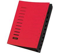 PAGNA Trieur cartonné agrafé sans soufflet+ élastique pour A4 12 compartiments Rouge
