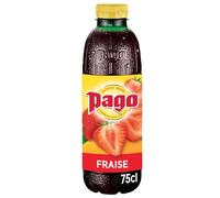 PAGO - Jus de Fraise Savoureux sans sucres ajoutés, Bouteille 75cL
