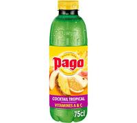 PAGO - Jus Tropical Multivitaminé Sans Sucres Ajoutés - Alliance de 12 Fruits Exotiques - la bouteille de 75cl - Le Lot De 4