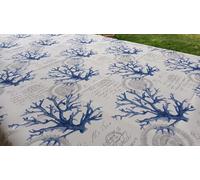 Pago Poco Nappe rectangulaire anti-taches, motif corail bleu résistant aux taches, hydrofuge sans repassage, toutes les dimensions (140 x 180)