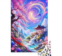 Pagode Cascade Galaxie Puzzle 1000 Pièces Mini pour Adultes Idée Cadeau