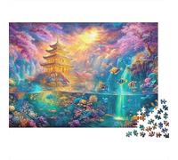 Pagode d'or dans Un Paradis Aquatique Puzzle De 1000 Pièces Monde sous-Marin Parfait pour Le Lien Familial, Adultes Et Enfants 52x38cm/1000pcs