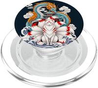 Pagode du Dragon Renard Kitsune à Neuf queues Japonaise PopSockets PopGrip pour MagSafe