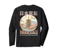 Pagode Japonaise Sakura Fleurs Zen Jardin Art Back Manche Longue