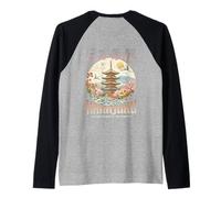 Pagode Japonaise Sakura Fleurs Zen Jardin Art Back Manche Raglan