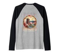 Pagode Japonaise Sakura Fleurs Zen Jardin Art Back Manche Raglan