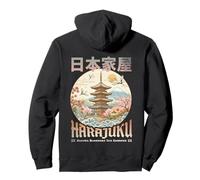 Pagode Japonaise Sakura Fleurs Zen Jardin Art Back Sweat à Capuche
