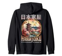Pagode Japonaise Sakura Fleurs Zen Jardin Art Back Sweat à Capuche