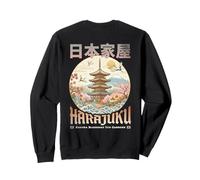 Pagode Japonaise Sakura Fleurs Zen Jardin Art Back Sweatshirt
