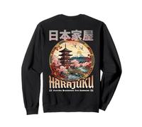 Pagode Japonaise Sakura Fleurs Zen Jardin Art Back Sweatshirt