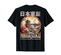 Pagode Japonaise Sakura Fleurs Zen Jardin Art Back T-Shirt