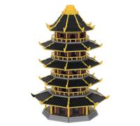 Pagode Miniature de Bonsaï, Structure Eau-terre, Plastique, Décor Stable | Jardin Zen et Féerique, Base Équilibrée pour Exposition Fixe, Style Architecture Chinoise Traditionnelle