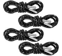 PAGOW Cordes à strass scintillants, lacets ronds brillants pour chaussures de sport, cordon de serrage de rechange, 2 paires - noir, 120cm