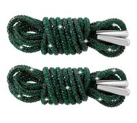 PAGOW Cordes à strass scintillants, lacets ronds brillants pour chaussures de sport, cordon de serrage de rechange, vert foncé, 120cm