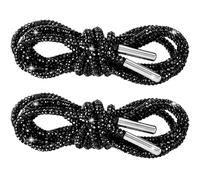 PAGOW Cordes à strass scintillants, lacets ronds brillants pour chaussures de sport, cordon de serrage de rechange, noir, 100cm