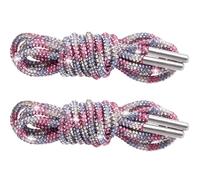 PAGOW Cordes à strass scintillants, lacets ronds brillants pour chaussures de sport, cordon de serrage de rechange, Blanc, rose, bleu, 120cm