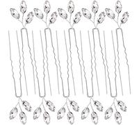 PAGOW Lot de 10 épingles à cheveux argentées avec strass pour mariée, accessoires vintage pour femmes et filles (8,9 x 2,5 cm)