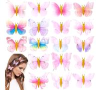 PAGOW Lot de 18 pinces à cheveux en forme de papillon à paillettes, barrettes à cheveux colorées, pinces à cheveux réalistes, accessoires de cheveux mignons Y2K pour femme, loisirs créatifs,