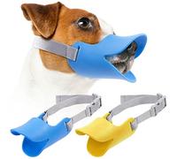 PAGOW Lot de 2 masques anti-morsure en forme de canard, anti-appel, anti-aboiement, réglables en silicone, pour animaux domestiques (M)