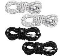 PAGOW Lot de 2 paires de lacets ronds avec strass et paillettes, pour baskets, cordons de serrage de rechange pour pantalons de survêtement, shorts en cristal (blanc + noir)