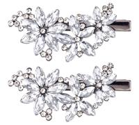 PAGOW Lot de 2 pinces à cheveux en forme de fleur et strass - Épingles à cheveux en cristal argenté - Accessoires de cheveux pour mariée et femme