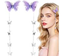 PAGOW Lot de 2 pinces à cheveux papillon mignonnes en forme de crocodile pour Saint-Valentin, mariage, bal, anniversaire - Violet