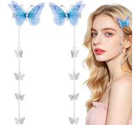 PAGOW Lot de 2 pinces à cheveux papillon mignonnes en forme de crocodile pour Saint-Valentin, mariage, bal, anniversaire - Bleu