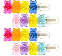 PAGOW Lot de 4 barrettes à cheveux en forme d'ours en forme d'ours colorées en résine faite à la main pour anniversaire, Saint-Valentin, Noël, accessoires pour cheveux fins pour femme (2 styles)