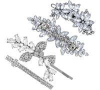 PAGOW Lot de 4 pinces à cheveux en forme de fleur avec strass - Accessoires de cheveux pour mariée - 4 styles