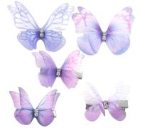 PAGOW Lot de 5 pinces à cheveux en forme de papillon violet avec strass pour cheveux, accessoires de cheveux féériques pour femme (violet)