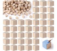 PAGOW Lot de 60 blocs de bois naturel brut pour travaux manuels, petits cubes carrés vierges en bois de pin naturel pour la construction de dés, la sculpture de dés, la décoration, l'alphabet et les