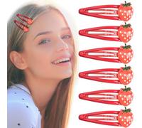 PAGOW Y2K Lot de 6 barrettes à cheveux mignonnes en forme de fraise, accessoires pour cheveux décoratifs en métal pour femme (gelée rouge)