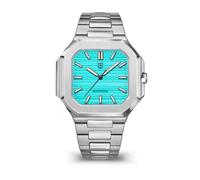 PAGRNE DESIGN Nouveaux Hommes 42mm Quartz Acier Inoxydable Lumineux Etanche Mode Montre d'affaires (Ceinture d'acier Bleu Ciel)