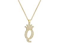 PAGUON AZ Crown Collier Initiale pour Hommes Femmes Hip Hop Micro Ensemble Zircon Rétention Monogramme Glacé Pendentif avec Chaîne de 18 Pouces + 2 Pouces (Extendu) DIY Nom Bijoux