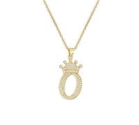 PAGUON AZ Crown Collier Initiale pour Hommes Femmes Hip Hop Micro Ensemble Zircon Rétention Monogramme Glacé Pendentif avec Chaîne de 18 Pouces + 2 Pouces (Extendu) DIY Nom Bijoux