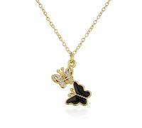 PAGUON Collier Tendance pour Femmes et Filles, Petit Pendentif avec Deux Papillons, Bijoux en Zircon incrusté, Collier en Or