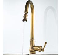 PAGUON Robinets d'évier, robinets de Cuisine, Robinet de Cuisine brossé à poignée Unique à Arc élevé avec Tirette, robinets d'évier de Cuisine en V avec Retrait, Robinet Commercial Moderne pour