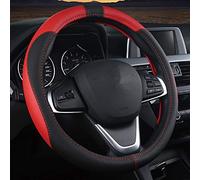 Pahajim Couvre Volant Universel en Cuir Microfibre Housse Volant Voiture Respirant et Antidérapant 38cm, Doux et Confortable Durable Protege Volant Voiture (Noir-Rouge)