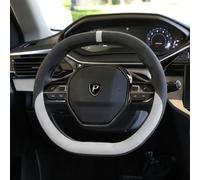 Pahajim Couvre Volant Voiture Double D Forme Protege Volant Fond Plat 34-35cm Microfibre Type D Housse Volants pour 208 308 508 2008 3008 5008 Rifter