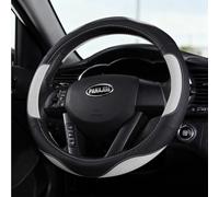 Pahajim Couvre Volant Voiture Universel Auto Protege Volant en Cuir Microfibre 37-38cm Caches de Volant Respirante, Antidérapante, Inodore, Durable Voiture Accessoires -Noir Blanc