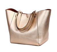 Pahajim Grand sac fourre-tout en cuir synthétique imperméable avec poignée sur le dessus pour le travail et les courses, rose gold, L, Fourre-tout