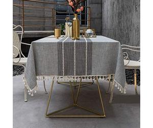 Pahajim napp Extérieur Rectangulaire Anti-Tâche Nappe Lavable Tissu Table à Manger Cuisine Picnic Décoration De Table (Rayures Grises, Carré, 110x110cm)