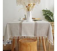 Pahajim Nappe Rectangulaire Anti Tache Lin Coton Nappe Tissu Lavable Table Cloth Imperméable pour Cuisine Exterieur Décoration de Table(Marron, 140x220cm)